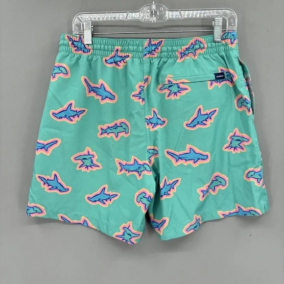 Chubbies Swim Trunks Mens Large Green Shark Shorts 5.5" Lined Stretch Pockets - Picture 2 of 10